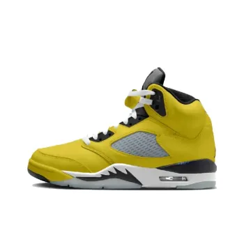 Jordan Air Jordan 5 Anti Slip Wear Resistant Mid Top Vintage Basketball Shoes Unisex Yellow