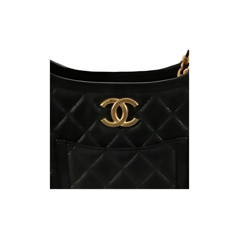CHANEL Leather Hobo Bag, Shoulder Bag, Crossbody Bag Women's Black-2
