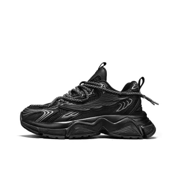 NFL Anti Slip Wear Resistant Breathable Lightweight Height Increasing Low Top Chunky Sneakers Men's Black