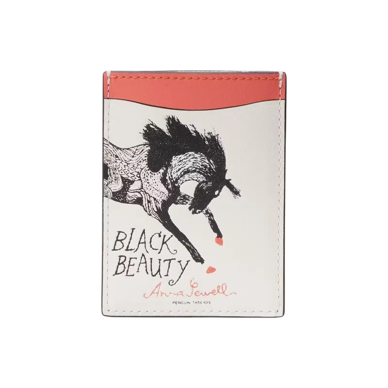 Kate Spade Storyteller Cow Leather Card Clip Card Holder Women's White & Pink-0