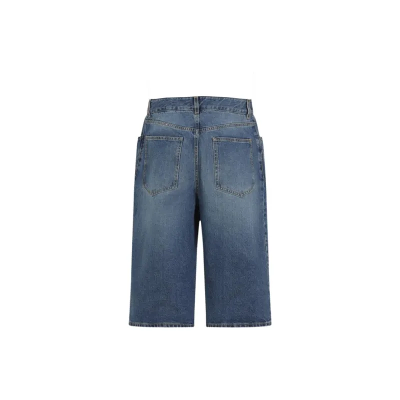 Alaia Knitted Waistband Denim Bermuda Shorts-1