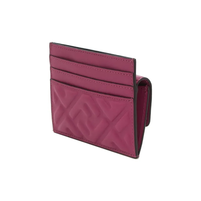FENDI Leather Card Holder Women's Rose Red-2