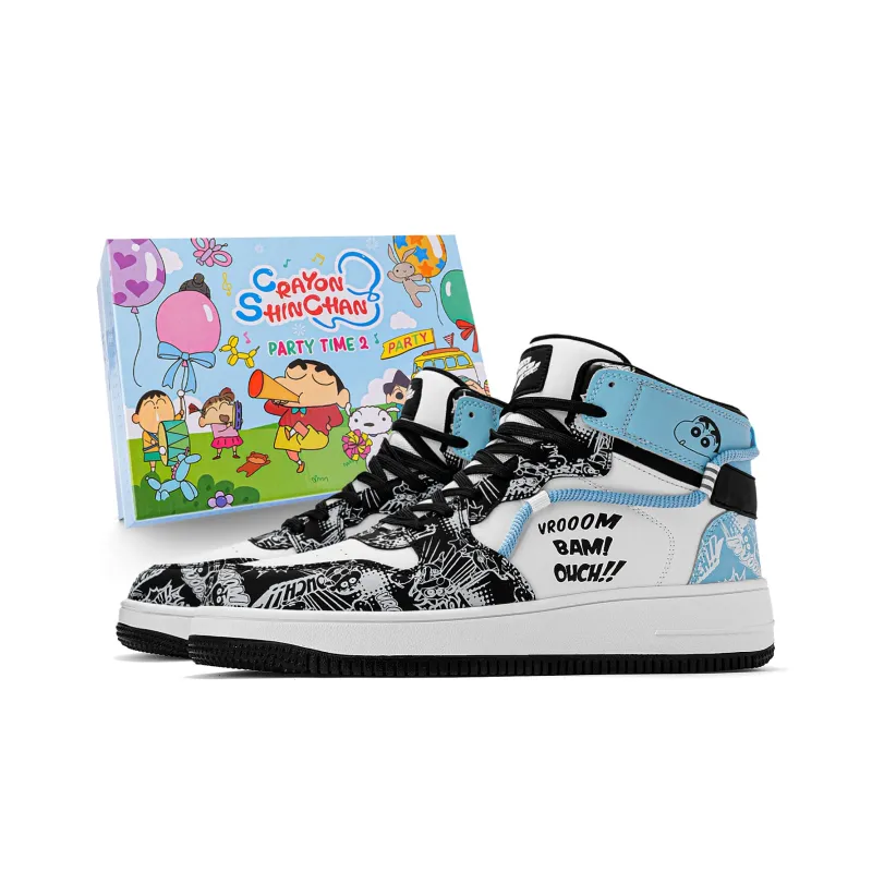 Crayon Shinchan Slip Resistant Coverage High Top Skateboard Shoes-13