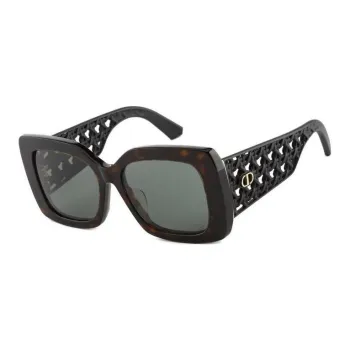 DIOR Plate And Metal Square Sunglasses Women's Tortoiseshell