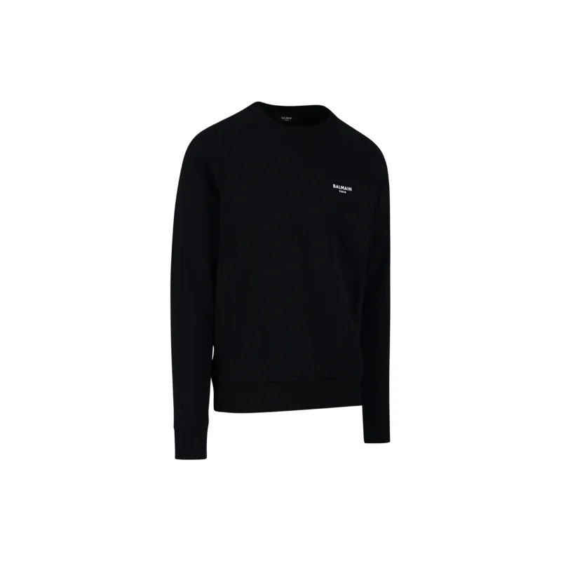 BALMAIN Logo Flocked Crewneck Sweatshirt-2