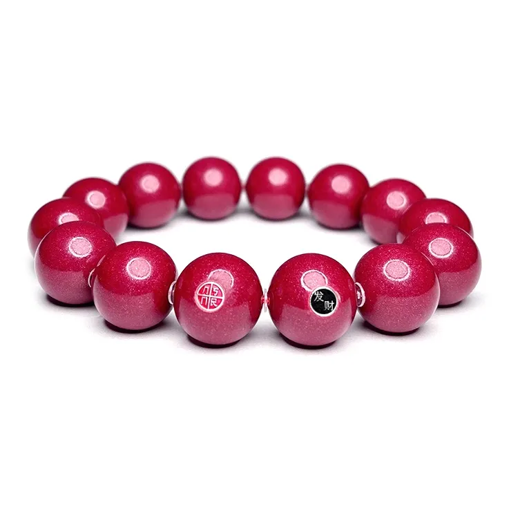 MOUNTAINS AND MANS Cinnabar New Chinese Style Good Luck Beaded Bracelet Men's-0
