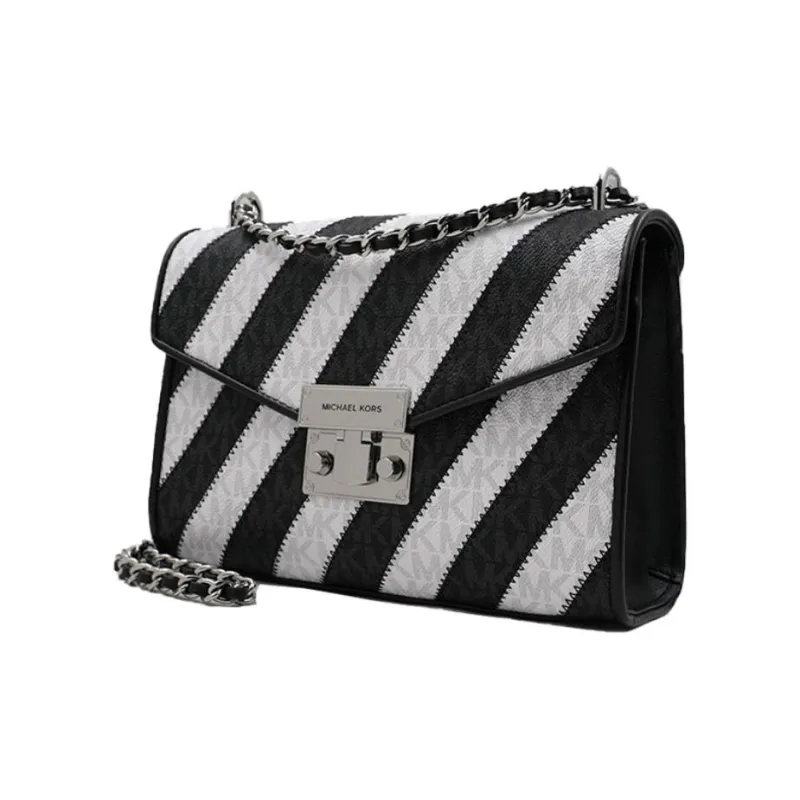 MICHAEL KORS MICHAEL KORS Luggage Collection PVC Shoulder Bag Medium Size Women's Black & White-1