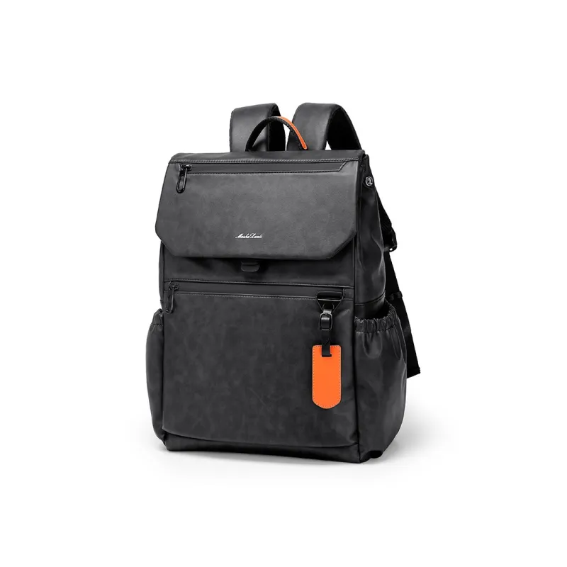MashaLanti PVC Synthetic Leather Minimalist Style Backpack Regular Unisex Black-1