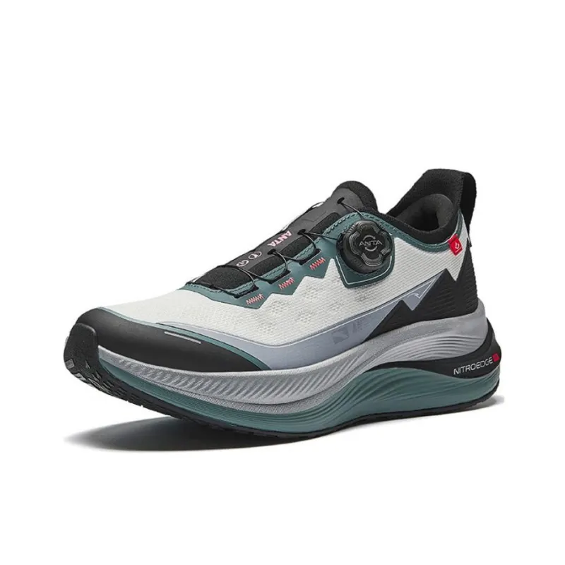 Anta Unique Slip Resistant Rebound Support Low Top Sprint Running Shoes Men's Gray Green Black-1