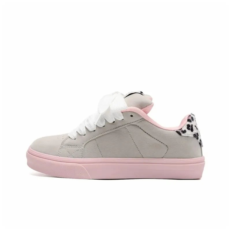 KAAVER OTTO Anti Slip And Wear Resistant Lightweight Balance Low Top Skateboard Shoes Women's Gray Pink-1