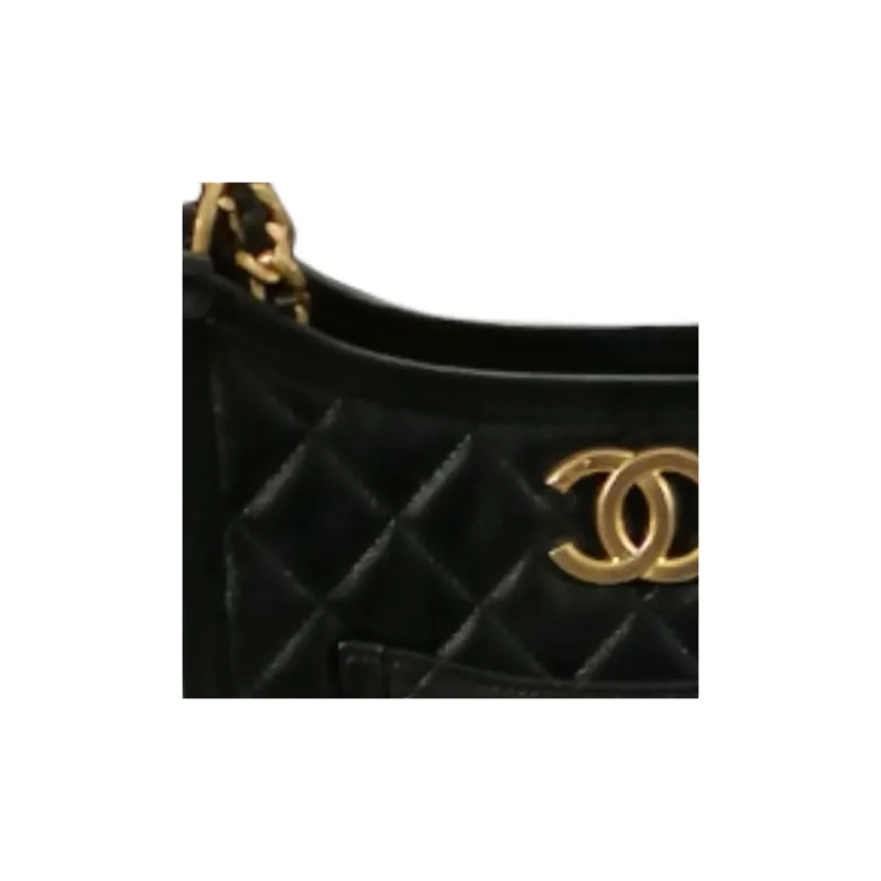 CHANEL Leather Hobo Bag, Shoulder Bag, Crossbody Bag Women's Black-3
