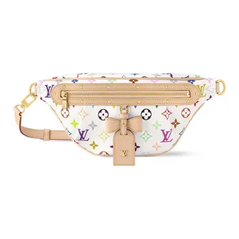 LOUIS VUITTON Takashi Murakami Village Co Financing Leather Trim Fanny Pack Women's White & Light Brown