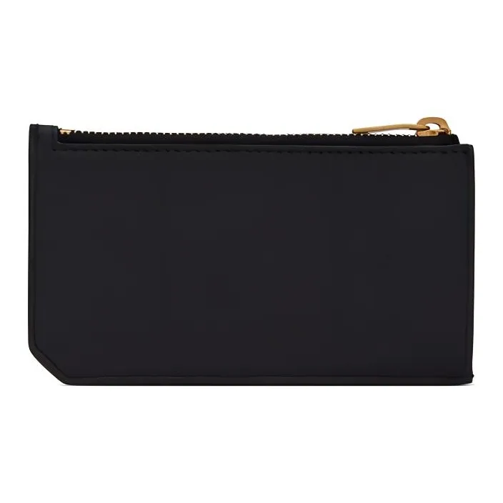SAINT LAURENT Monogram Grained Leather Card Clip Card Holder Women's Black-1