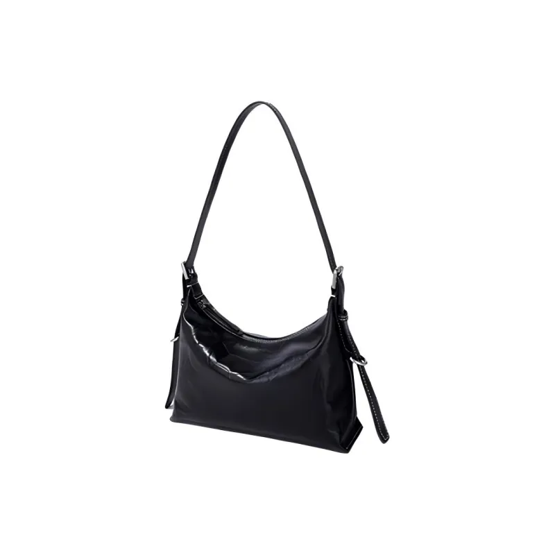 BAMPO Cow Leather Crossbody Bag Shoulder Bag Small Size Women's Pure Black-1