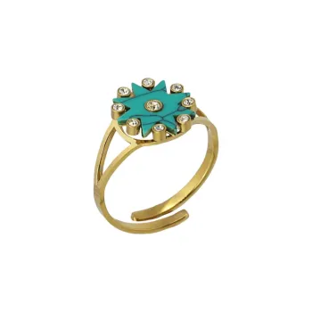 ANARTXY Surgical Steel Natural Gemstone Zircon Rings Women's Multicolor