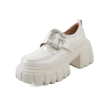 Su Yanjiao Loafers 9.5CM Platform Chunky Heel Women's Black, White