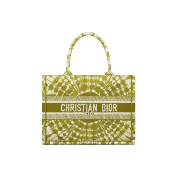 DIOR Miss Dior Cotton Tote Bag Shopping Bag Handbag Medium Size Women's Olive Green