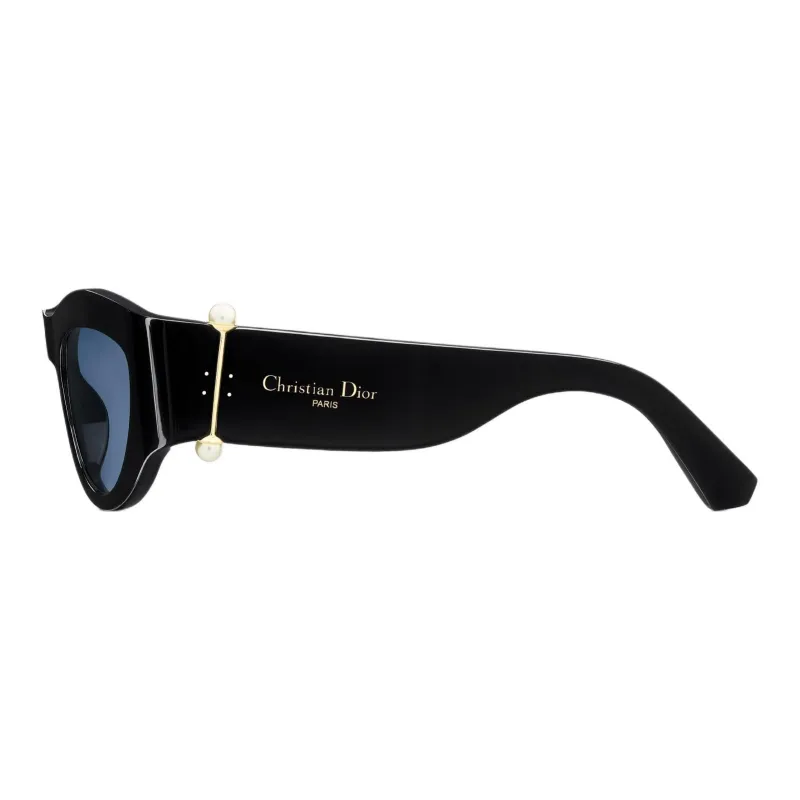 DIOR Acetate Resin Pearl Irregular Shape Sunglasses Women's Black-1