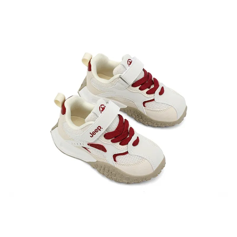 Jeep Anti Slip Wear Resistant Kids Lifestyle Shoes Light Beige White/Red Kids'-2