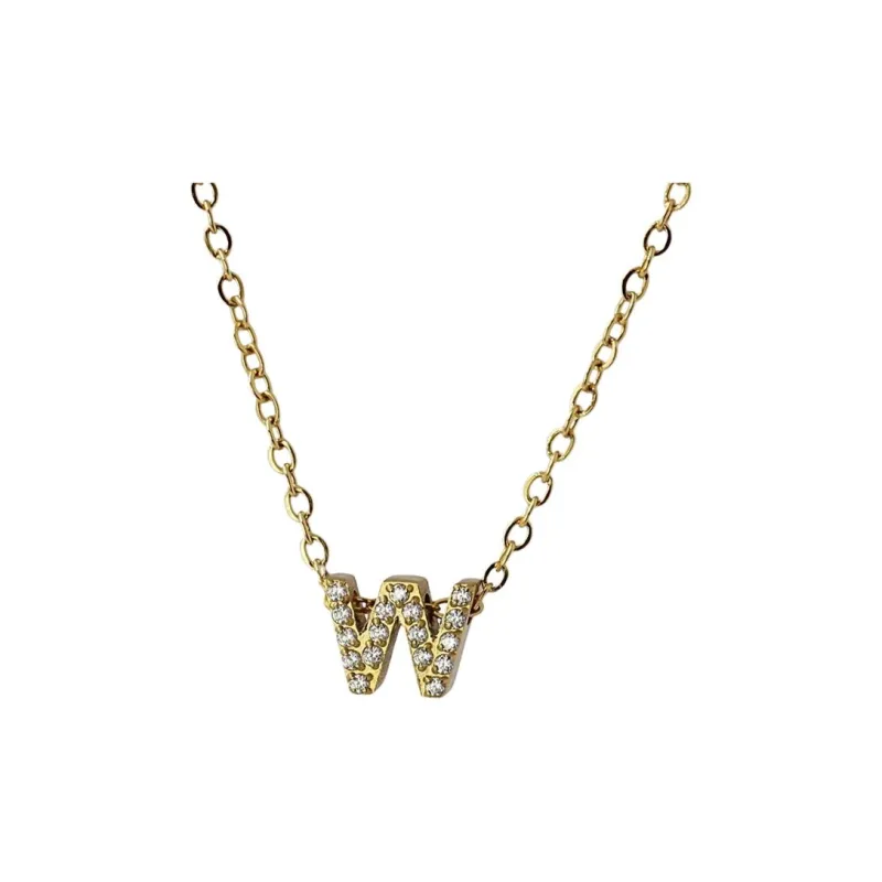 ANARTXY Zircon Surgical Steel Stainless Steel Gold Silver Necklaces Women's Gold/Silver-22