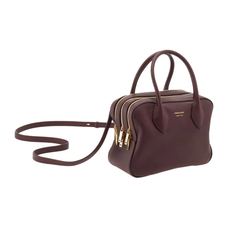 FERRAGAMO Calfskin One Shoulder Handbag Medium Size Women's Ox Blood Red-1