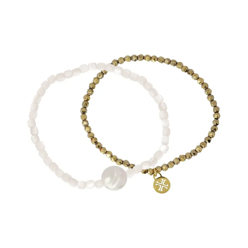 ANARTXY Medical Steel Beads Glass Beads Pearl Surgical Steel Bracelets Women's Multicolor-4
