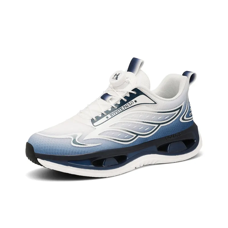 Lin Feng Cushioning, Slip Resistant, And Abrasion Resistant Low Top Casual Running Shoes Unisex White Sky Blue-2
