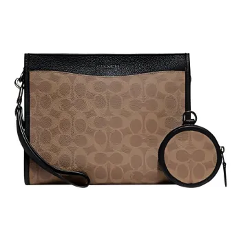 COACH Hitch Artificial Leather Combination Storage Bag Combo Bag Shoulder Bag Crossbody Bag Medium Size Men's Umber