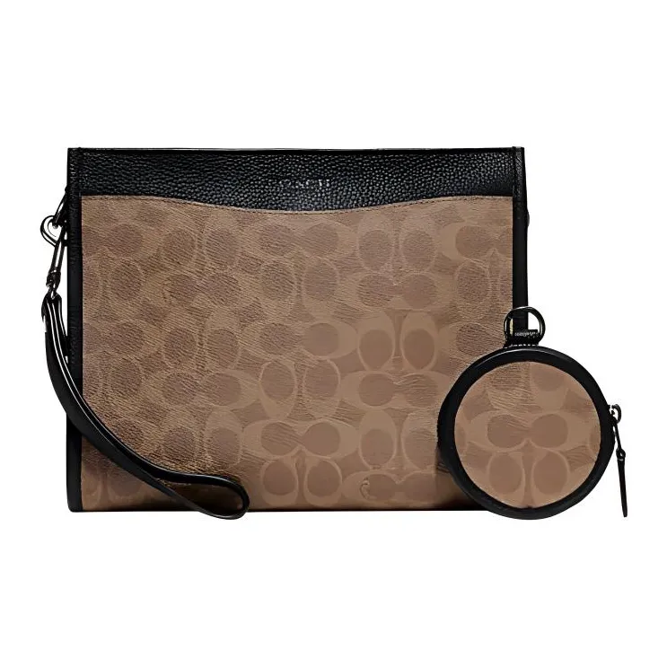 COACH Hitch Artificial Leather Combination Storage Bag Combo Bag Shoulder Bag Crossbody Bag Medium Size Men's Umber-0