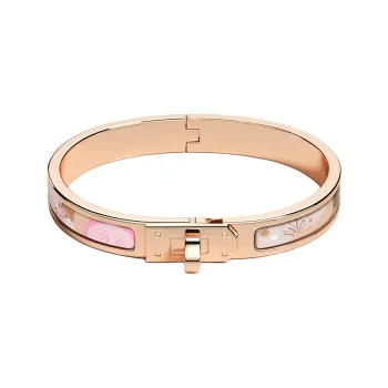 HERMES Enamel, Rose Gold Tone Plated Bangles Women's Gold