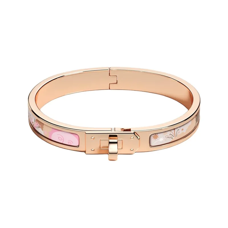 HERMES Enamel, Rose Gold Tone Plated Bangles Women's Gold-0