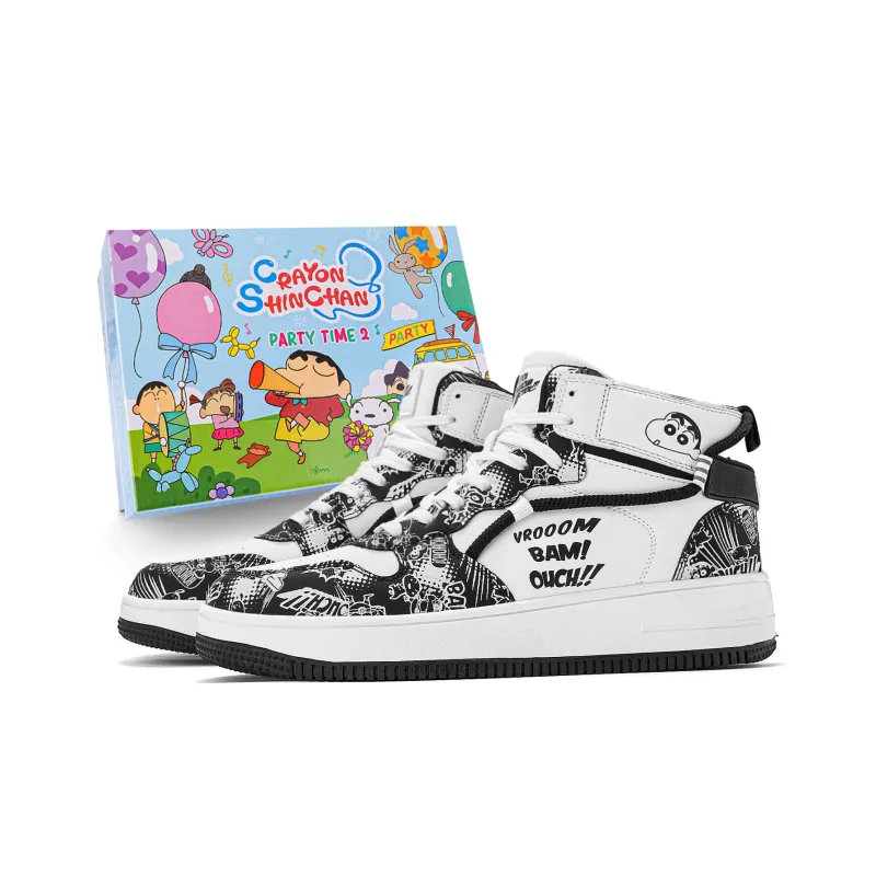Crayon Shinchan Slip Resistant Coverage High Top Skateboard Shoes-26