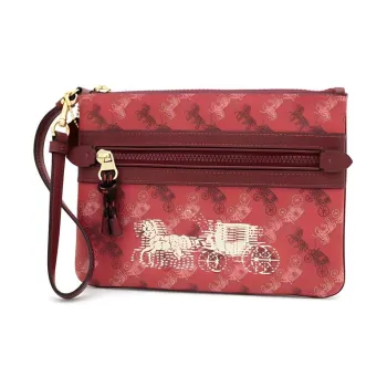 COACH Gallery Canvas Clutch Small Size Women's Red