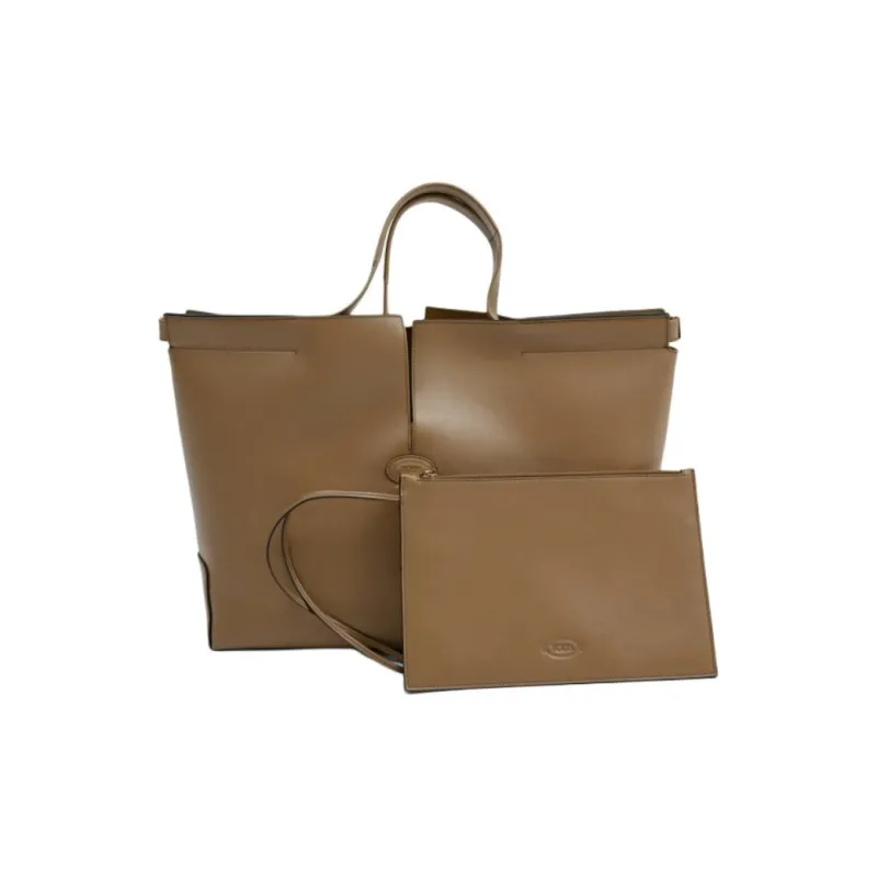 TOD'S DI Leather Tote Bag Shopping Bag Handbag Women's Coffee-3