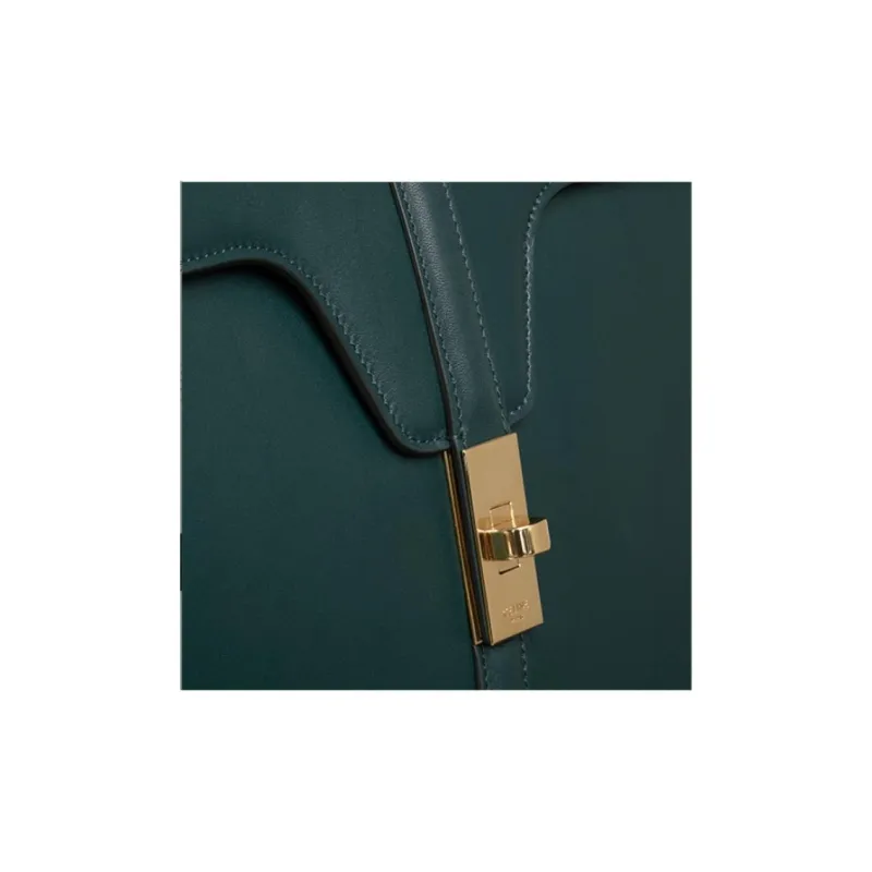 CELINE 16 Calfskin Shoulder Bag Crossbody Bag Handbag Large Size Women's Dark Green-3