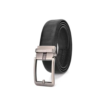 CHARRIOL High Quality Cow Leather Alloy Buckle Leather Belts Men's Black 3.5cm