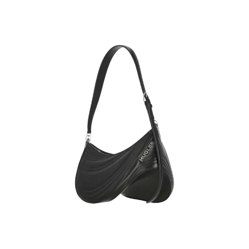 Mugler Leather Shoulder Bag Women's Black-0