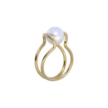 ANARTXY Stainless Steel Pearl Surgical Steel Rings Women's Gold/Silver