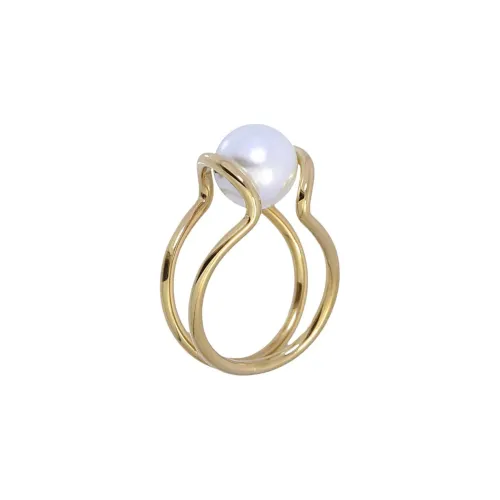 ANARTXY Stainless Steel Pearl Surgical Steel Rings Women's Gold/Silver