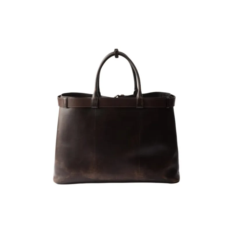PRADA Lambskin Tote Bag, Shopping Bag, Shoulder Bag, Crossbody Bag, Handbag Women's Dark Brown-2