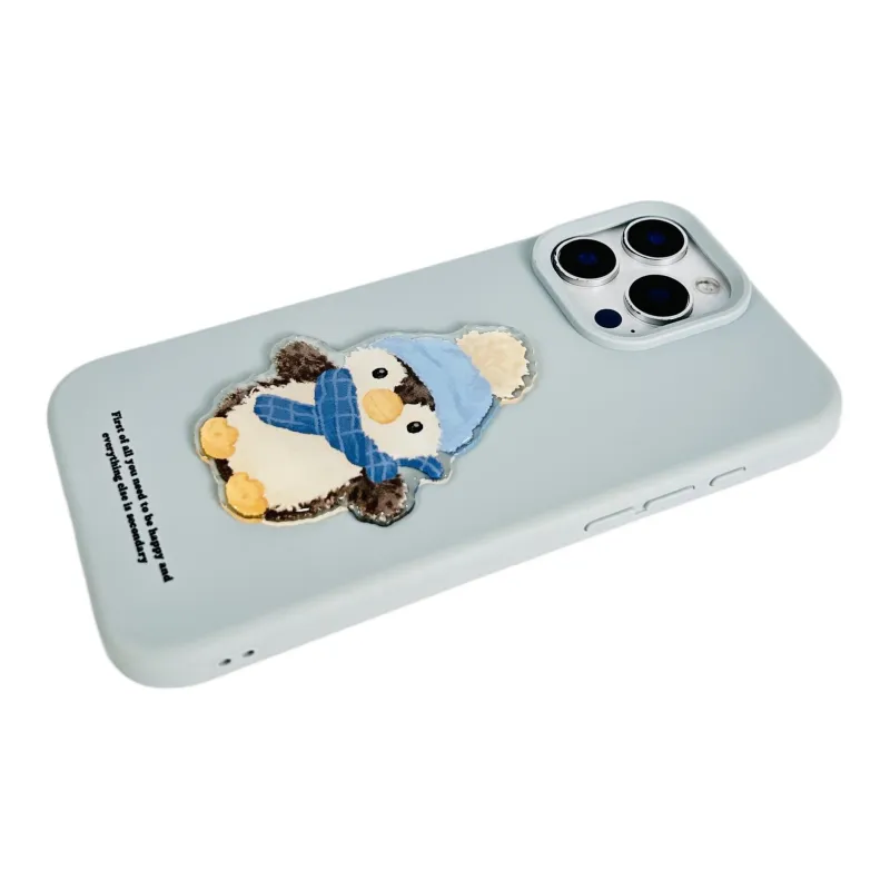 Wei Xin TPU Material Penguin Patch Blue Pink Phone Cases Compatible With IPhone 16/15 Pro Max/Apple 13/14 Pro/Max-7