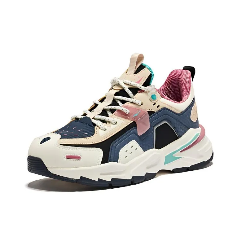 Erke Cushioning Wear-Resistant Low-Top Running Shoes Women's Ivory Kapok Red-2