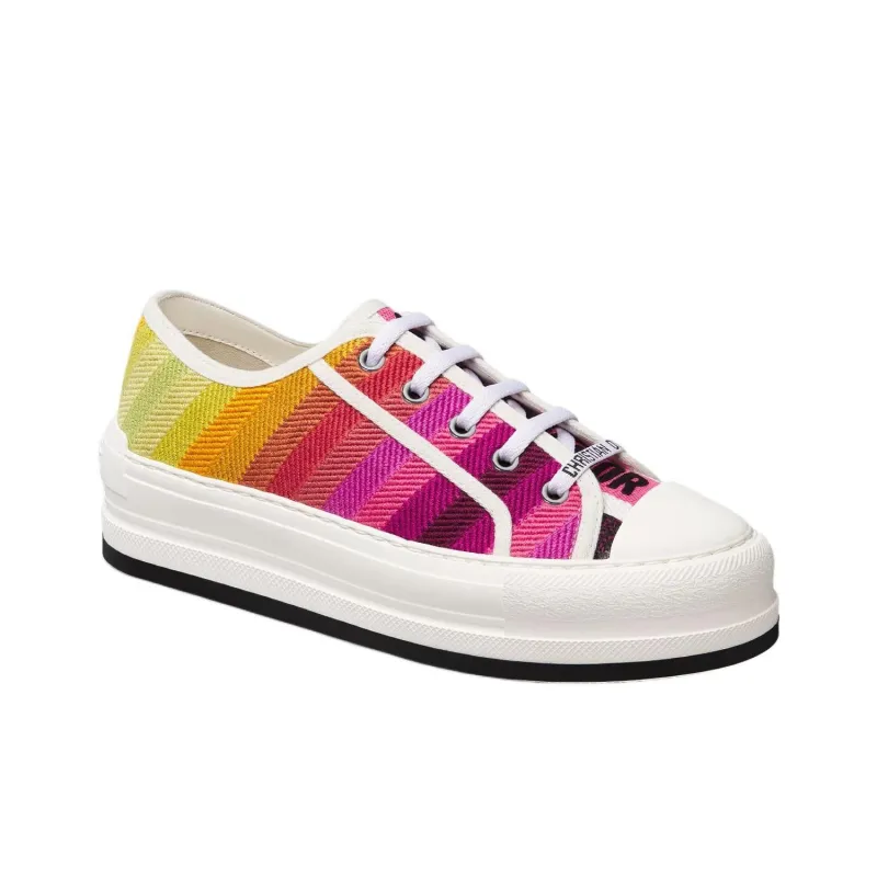 DIOR Miss Dior Low-Top Canvas Shoes Women's Pink Yellow-2