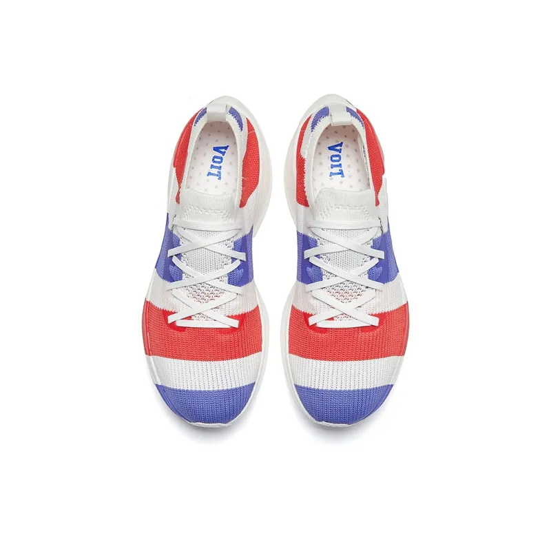 VOIT Running Shoes Unisex Low Top White/Blue/Red-5