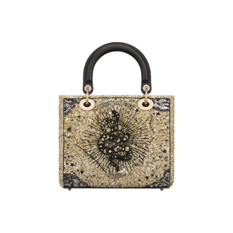 DIOR Lady Dior Technology Fabric Tote Bag, Shopping Bag, Shoulder Bag, Handbag Medium Size Women's Light Gold-3