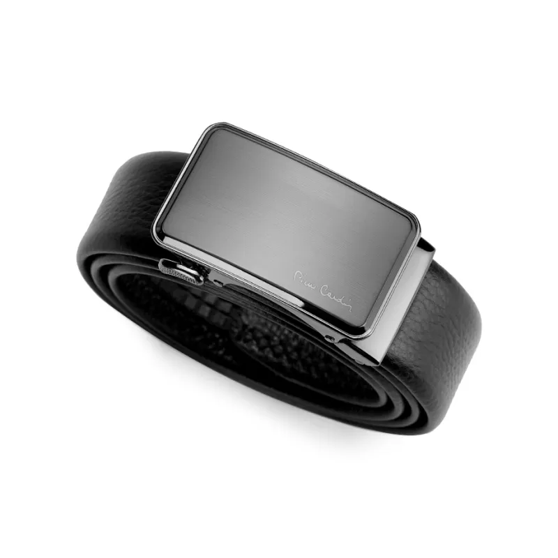 PIERRE CARDIN Genuine Cow Leather Casual Belt For Dad Box Men's Black 3.5cm-4