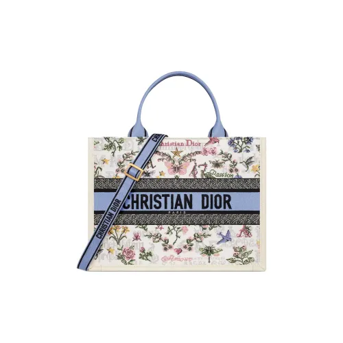 DIOR BookTote Cotton Tote Bag Shopping Bag Handbag Medium Size Women's White