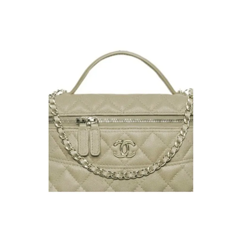 CHANEL Litchi Grain Cow Leather Shoulder Bag, Crossbody Bag, Handbag Women's Green-1