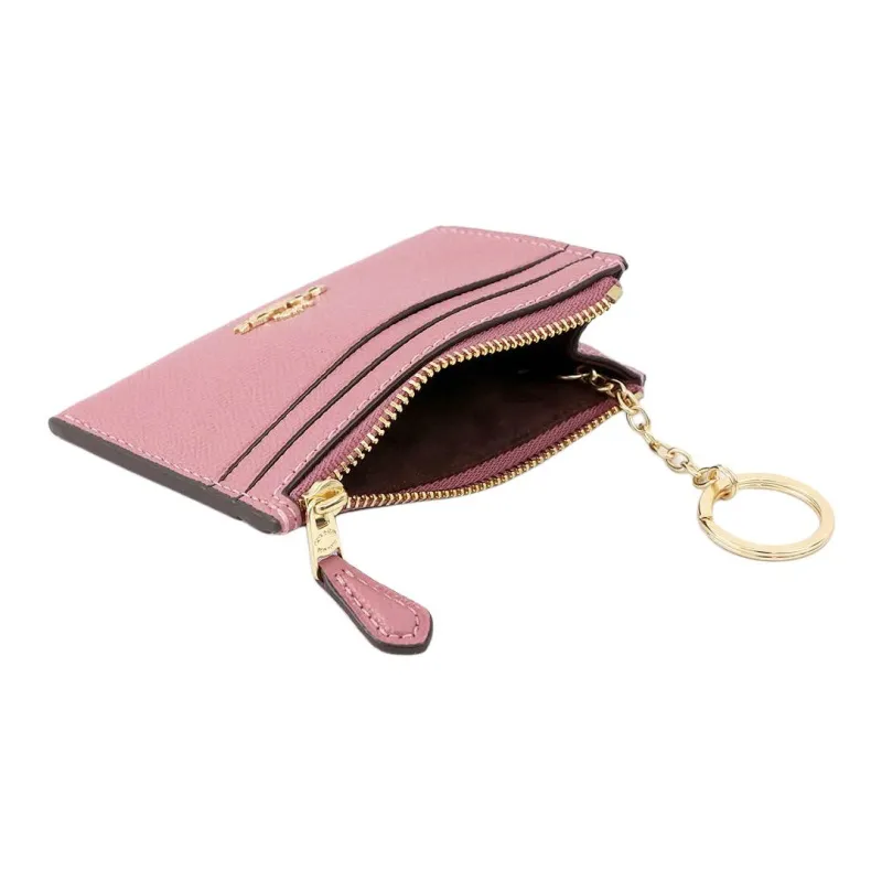 COACH Skinny Id Case Leather Card Holder Document Wallet Mini Women's Rose-2