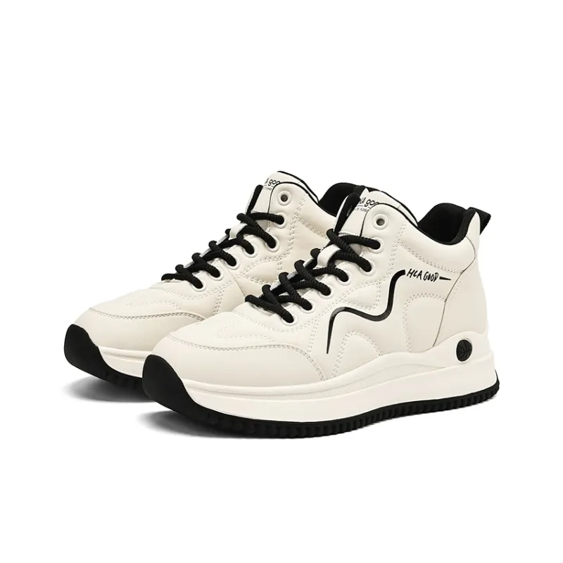 HLA High Top Casual Shoes Women's Beige Black-1